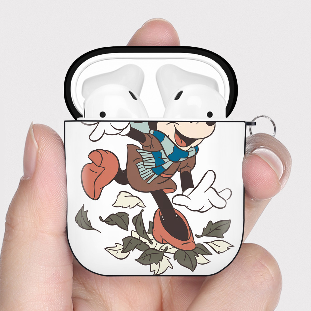 （画像用） ミッキーマウス Mickey Mouse AirPods 第2世代保護ケース ハードシェル ブラック 耐衝撃・防指紋・カラビナ付き