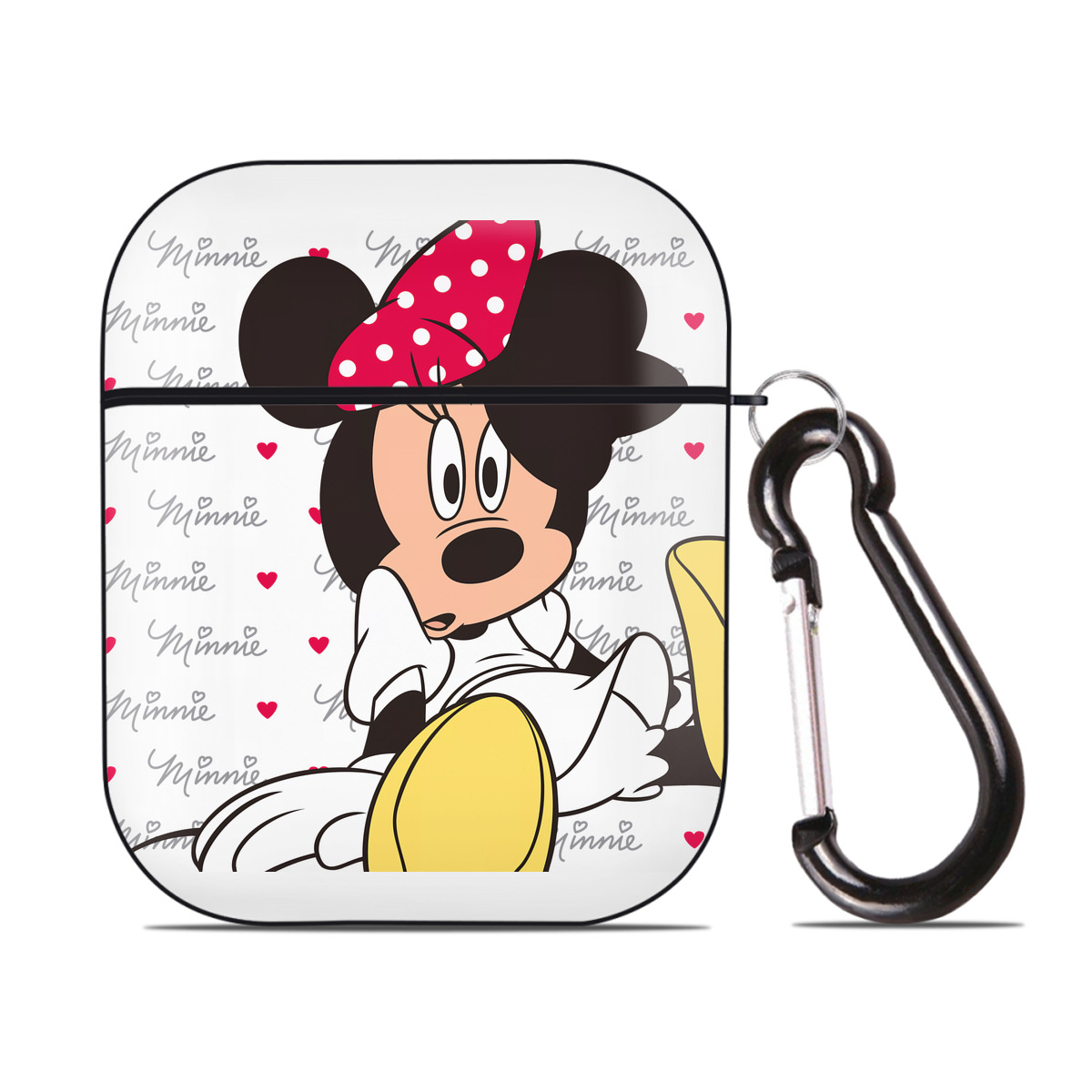 （画像用） ミッキーマウス Mickey Mouse AirPods 第2世代保護ケース ハードシェル ブラック 耐衝撃・防指紋・カラビナ付き