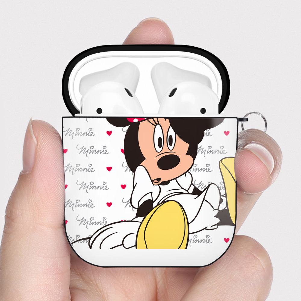 （画像用） ミッキーマウス Mickey Mouse AirPods 第2世代保護ケース ハードシェル ブラック 耐衝撃・防指紋・カラビナ付き