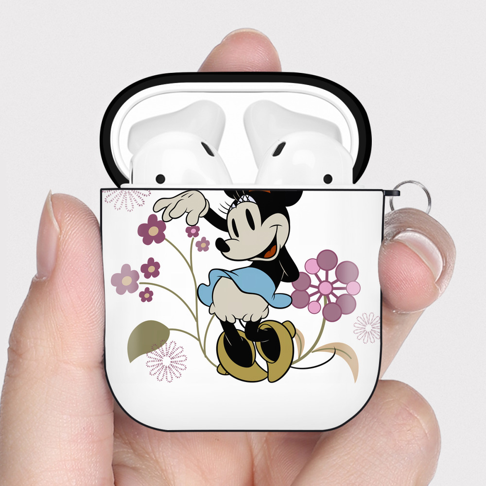 （画像用） ミッキーマウス Mickey Mouse AirPods 第2世代保護ケース ハードシェル ブラック 耐衝撃・防指紋・カラビナ付き