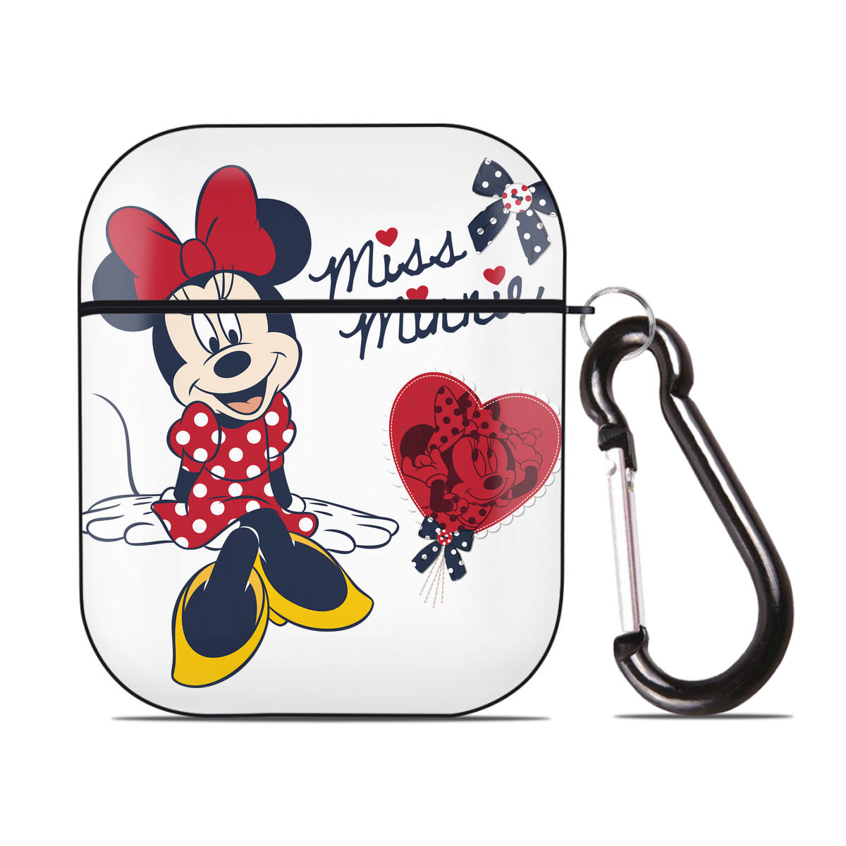 （画像用） ミッキーマウス Mickey Mouse AirPods 第2世代保護ケース ハードシェル ブラック 耐衝撃・防指紋・カラビナ付き
