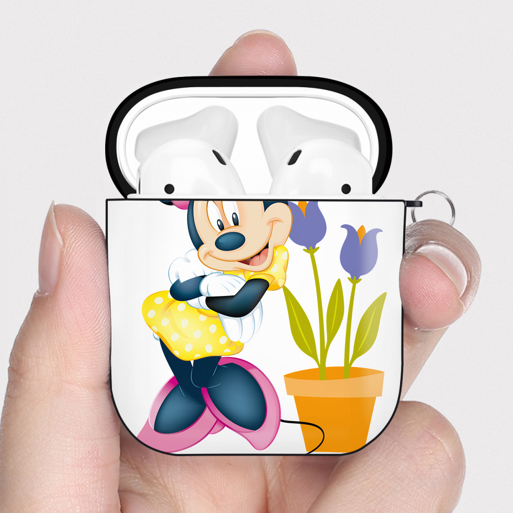 （画像用） ミッキーマウス Mickey Mouse AirPods 第2世代保護ケース ハードシェル ブラック 耐衝撃・防指紋・カラビナ付き