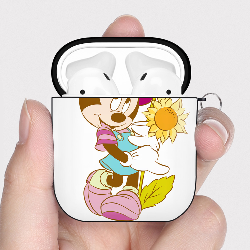 （画像用） ミッキーマウス Mickey Mouse AirPods 第2世代保護ケース ハードシェル ブラック 耐衝撃・防指紋・カラビナ付き
