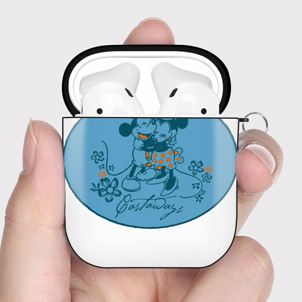 （画像用） ミッキーマウス Mickey Mouse AirPods 第2世代保護ケース ハードシェル ブラック 耐衝撃・防指紋・カラビナ付き