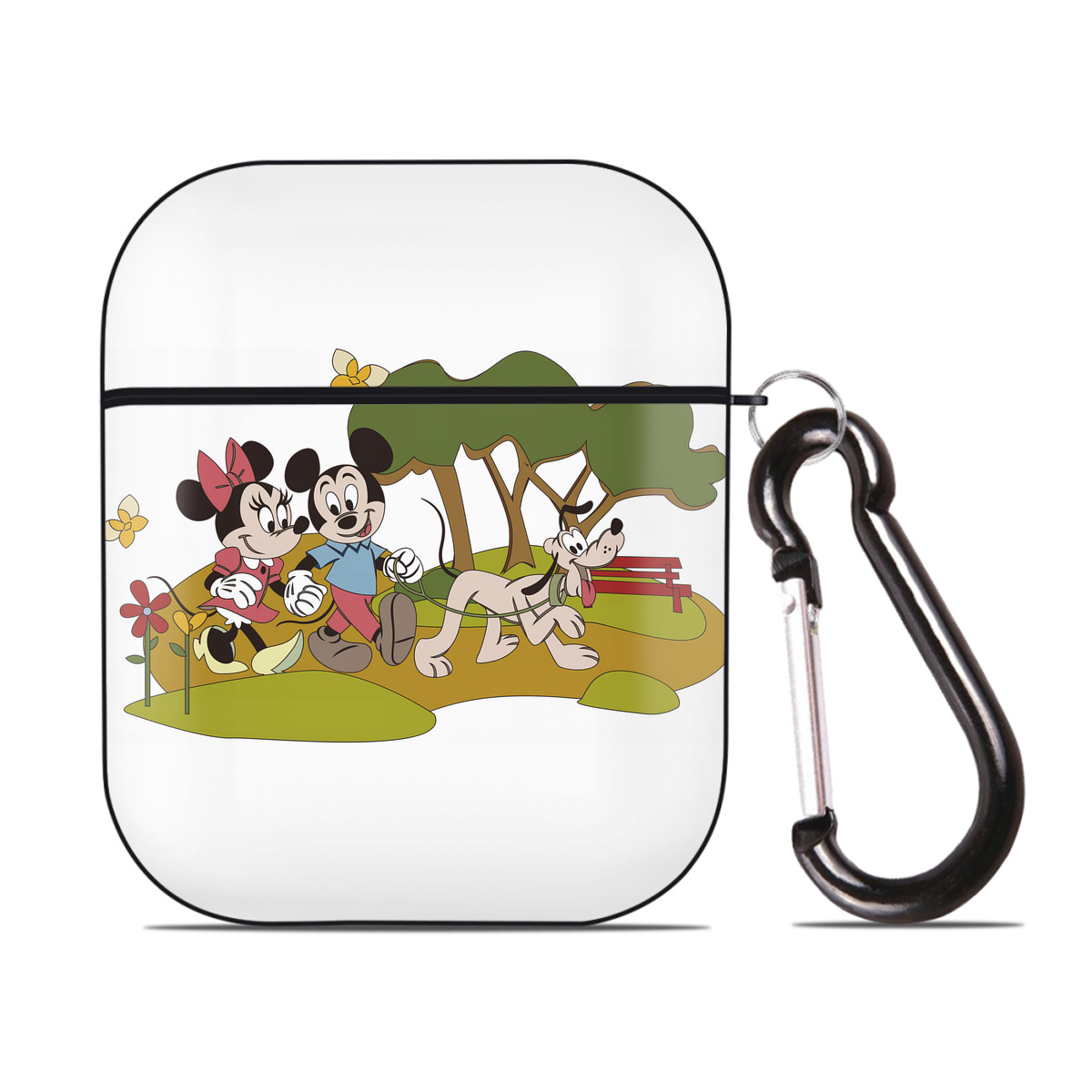 （画像用） ミッキーマウス Mickey Mouse AirPods 第2世代保護ケース ハードシェル ブラック 耐衝撃・防指紋・カラビナ付き