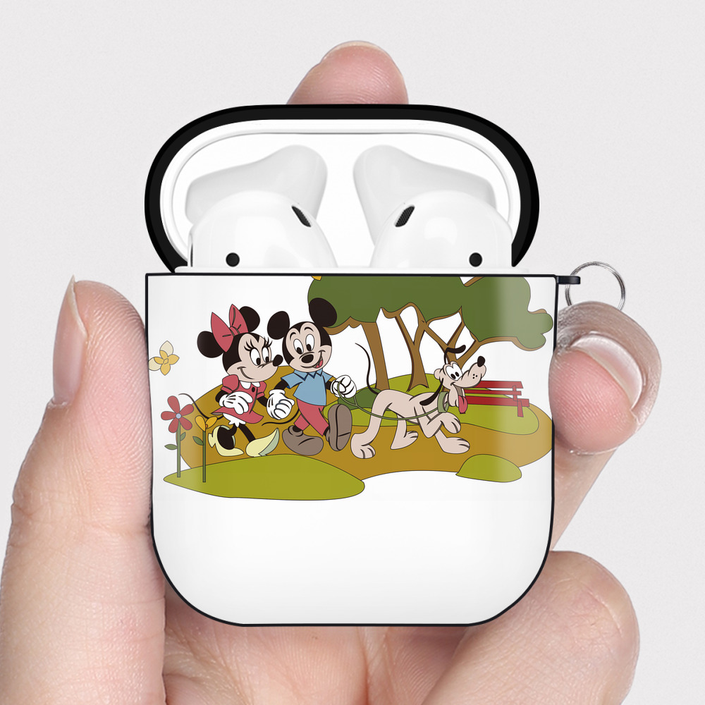 （画像用） ミッキーマウス Mickey Mouse AirPods 第2世代保護ケース ハードシェル ブラック 耐衝撃・防指紋・カラビナ付き