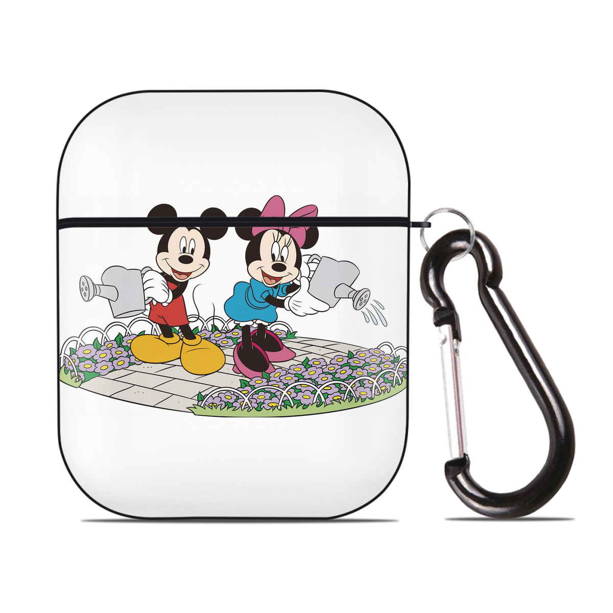 （画像用） ミッキーマウス Mickey Mouse AirPods 第2世代保護ケース ハードシェル ブラック 耐衝撃・防指紋・カラビナ付き