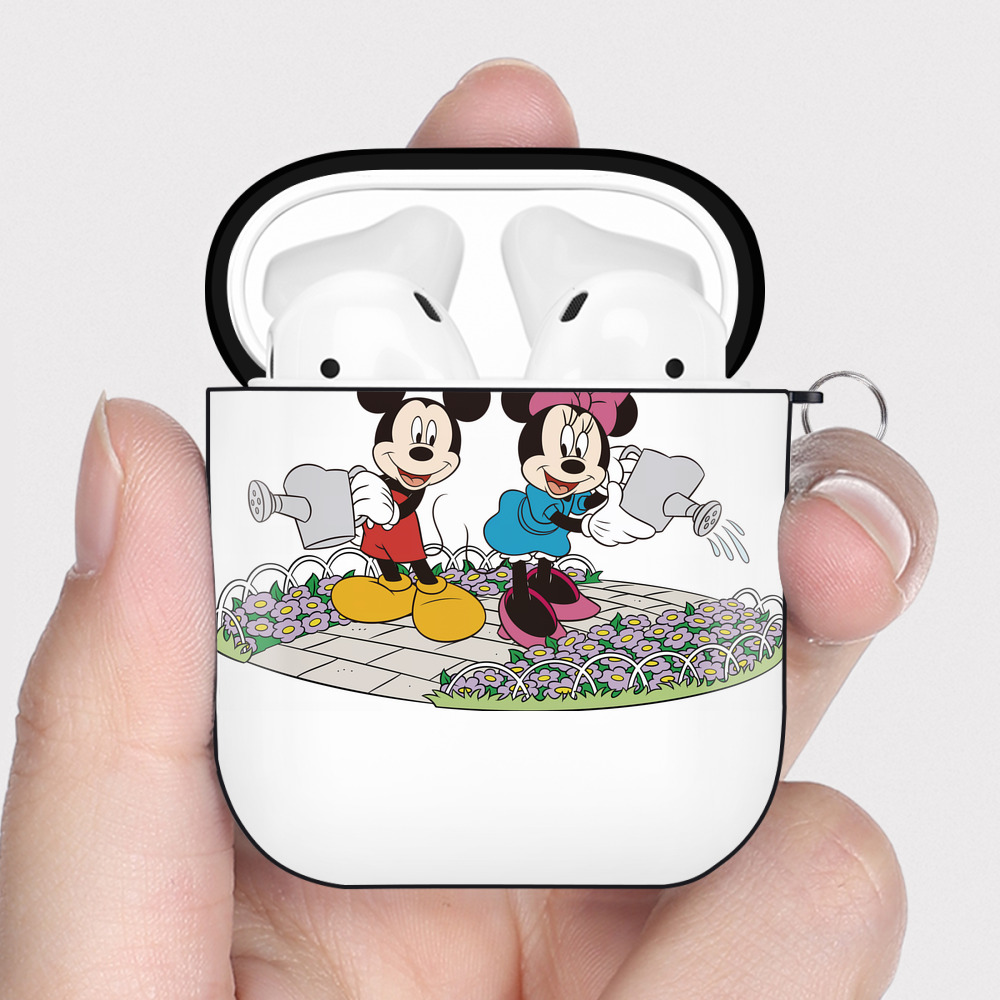 （画像用） ミッキーマウス Mickey Mouse AirPods 第2世代保護ケース ハードシェル ブラック 耐衝撃・防指紋・カラビナ付き