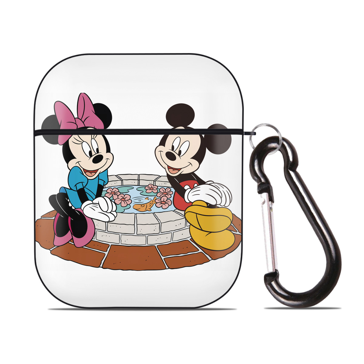 （画像用） ミッキーマウス Mickey Mouse AirPods 第2世代保護ケース ハードシェル ブラック 耐衝撃・防指紋・カラビナ付き