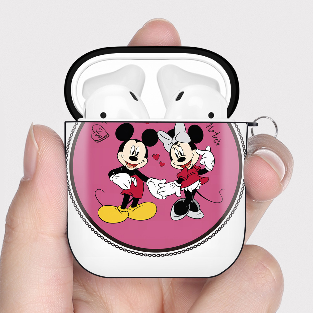 （画像用） ミッキーマウス Mickey Mouse AirPods 第2世代保護ケース ハードシェル ブラック 耐衝撃・防指紋・カラビナ付き