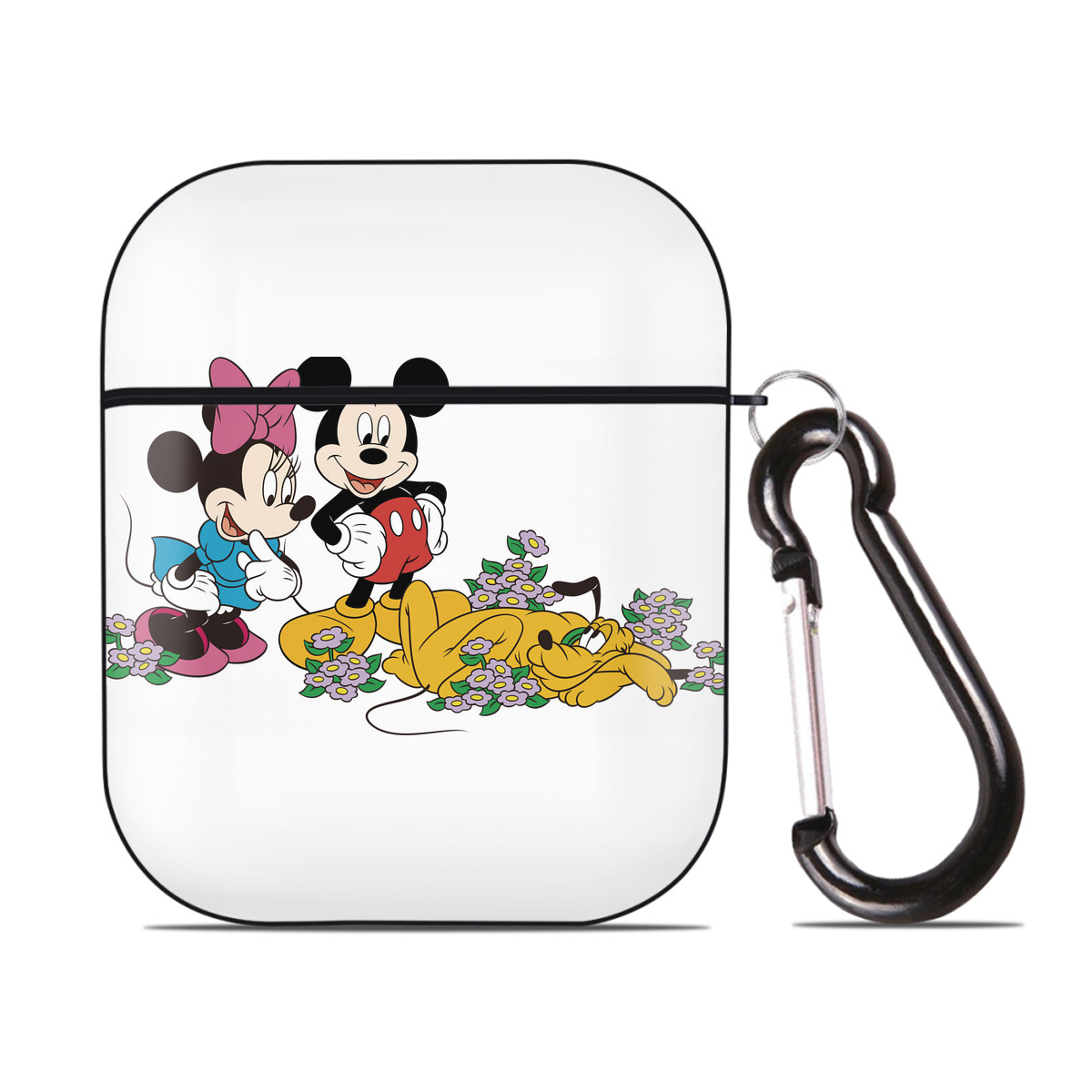 （画像用） ミッキーマウス Mickey Mouse AirPods 第2世代保護ケース ハードシェル ブラック 耐衝撃・防指紋・カラビナ付き