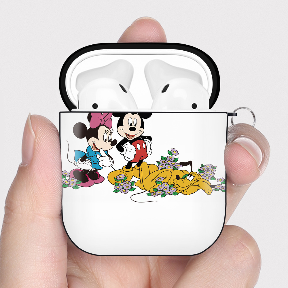 ミッキーマウス Mickey Mouse AirPods 第2世代保護ケース ハードシェル ブラック 耐衝撃・防指紋・カラビナ付き