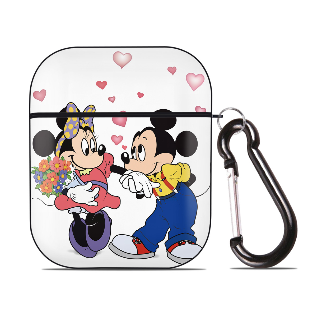 （画像用） ミッキーマウス Mickey Mouse AirPods 第2世代保護ケース ハードシェル ブラック 耐衝撃・防指紋・カラビナ付き