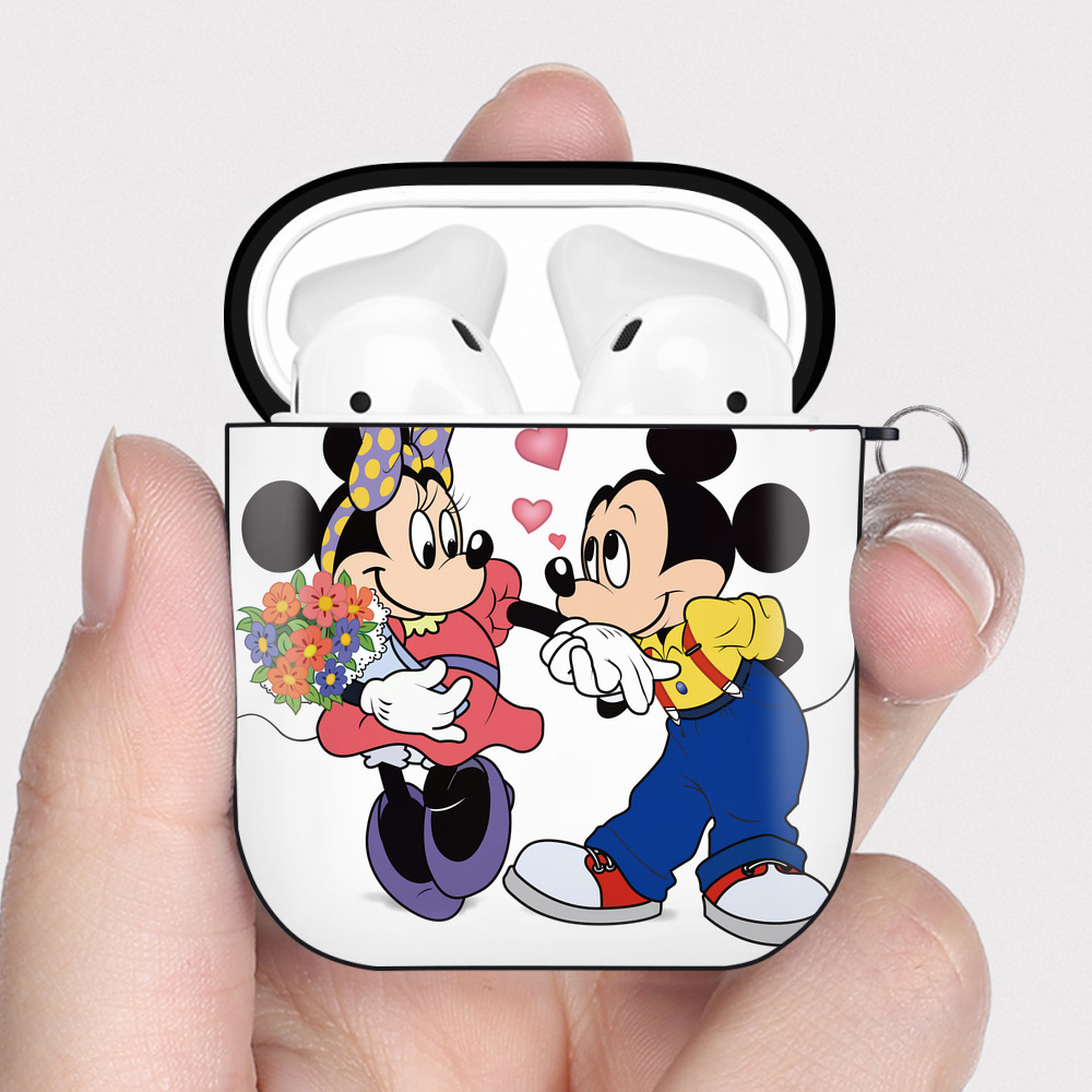 （画像用） ミッキーマウス Mickey Mouse AirPods 第2世代保護ケース ハードシェル ブラック 耐衝撃・防指紋・カラビナ付き