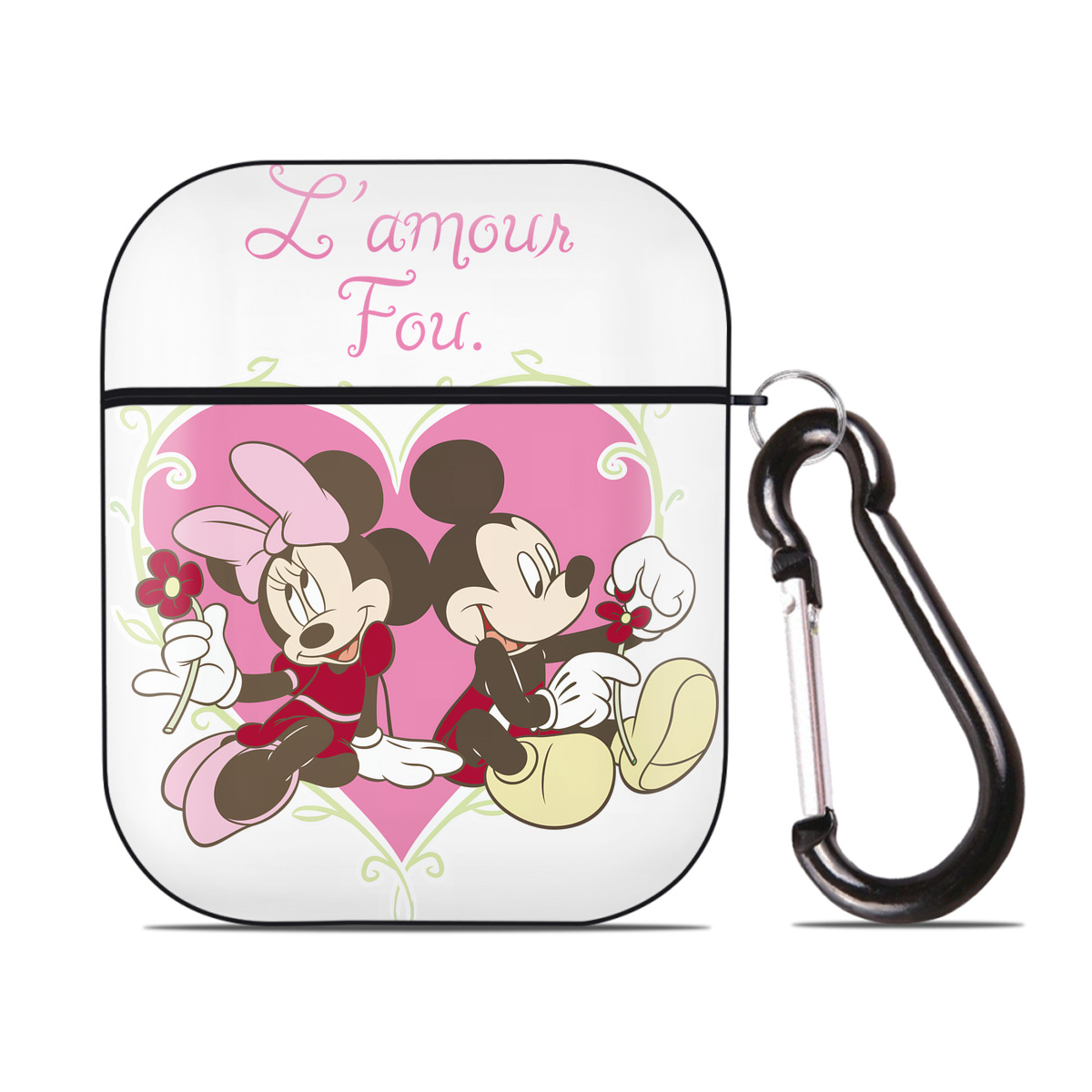 （画像用） ミッキーマウス Mickey Mouse AirPods 第2世代保護ケース ハードシェル ブラック 耐衝撃・防指紋・カラビナ付き