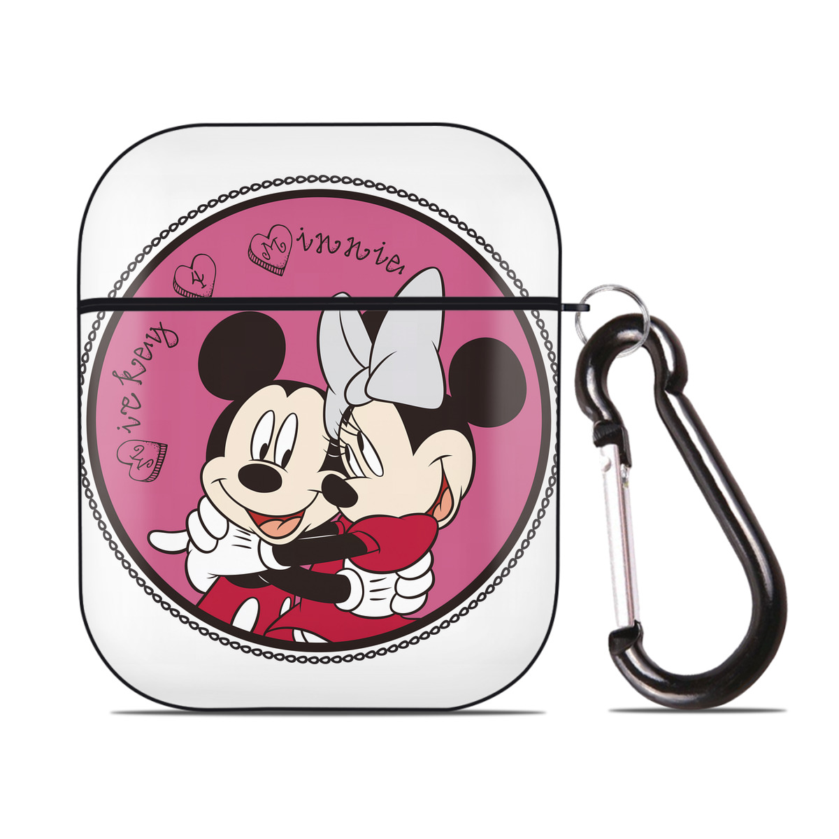 （画像用） ミッキーマウス Mickey Mouse AirPods 第2世代保護ケース ハードシェル ブラック 耐衝撃・防指紋・カラビナ付き