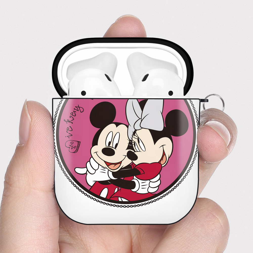 （画像用） ミッキーマウス Mickey Mouse AirPods 第2世代保護ケース ハードシェル ブラック 耐衝撃・防指紋・カラビナ付き