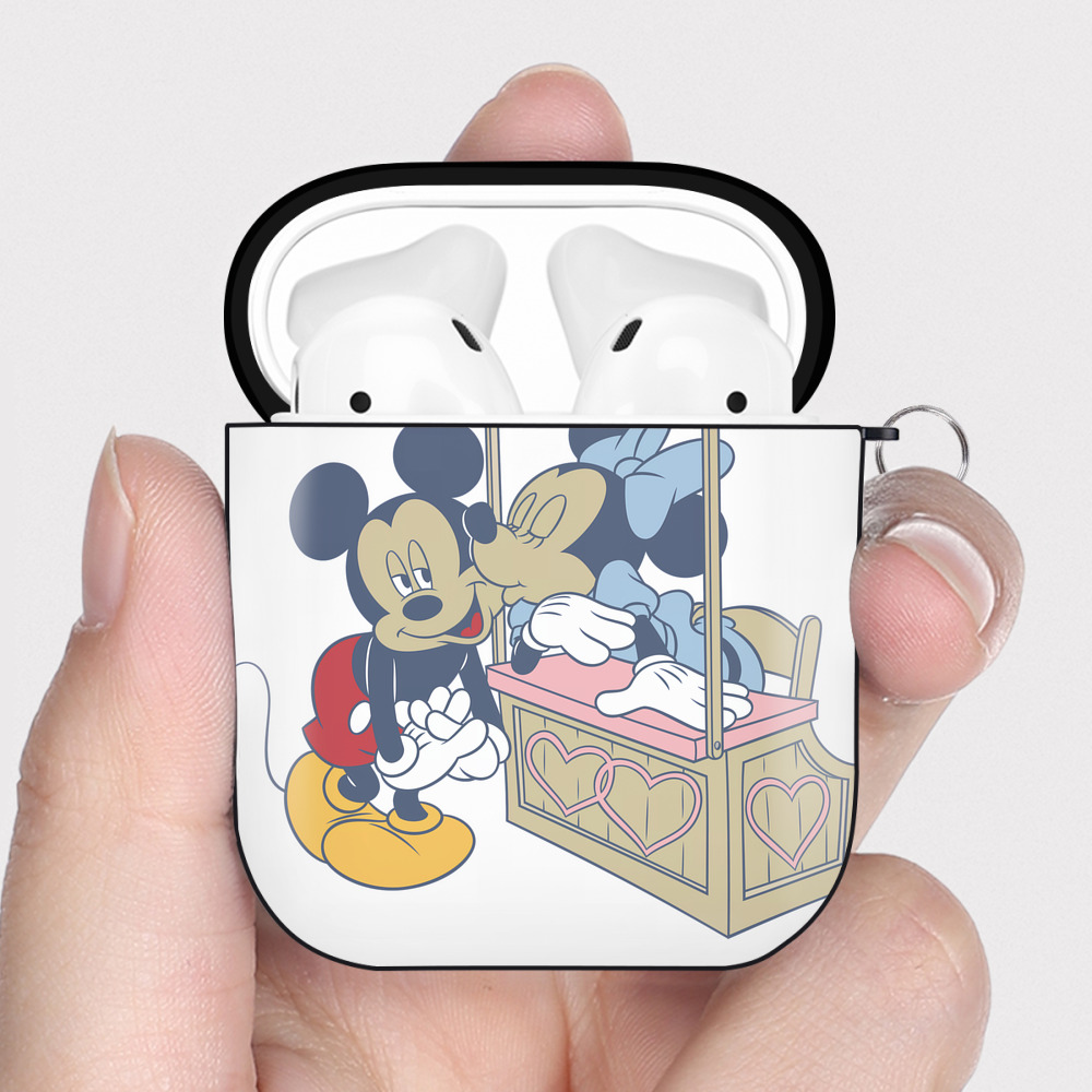 （画像用） ミッキーマウス Mickey Mouse AirPods 第2世代保護ケース ハードシェル ブラック 耐衝撃・防指紋・カラビナ付き