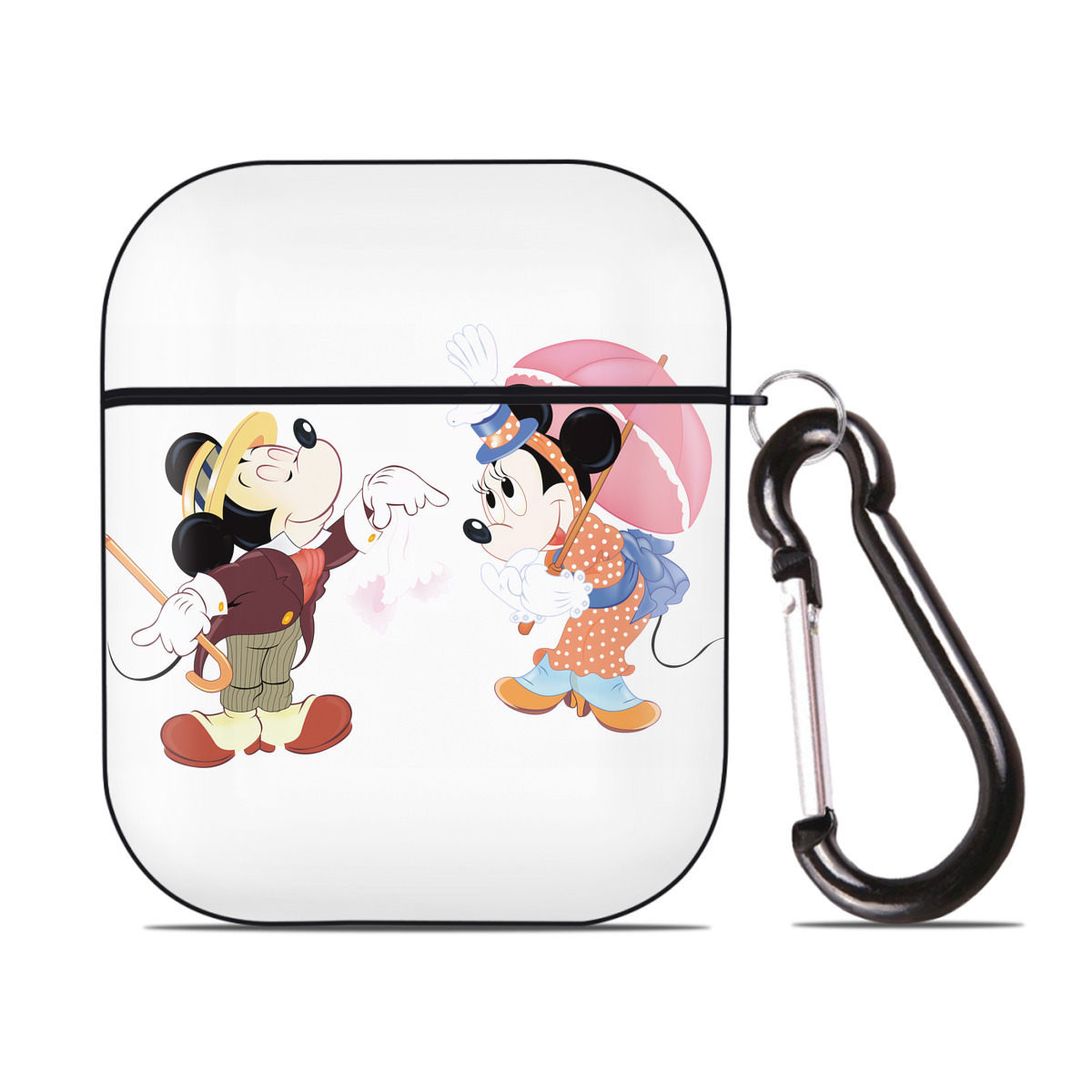 （画像用） ミッキーマウス Mickey Mouse AirPods 第2世代保護ケース ハードシェル ブラック 耐衝撃・防指紋・カラビナ付き