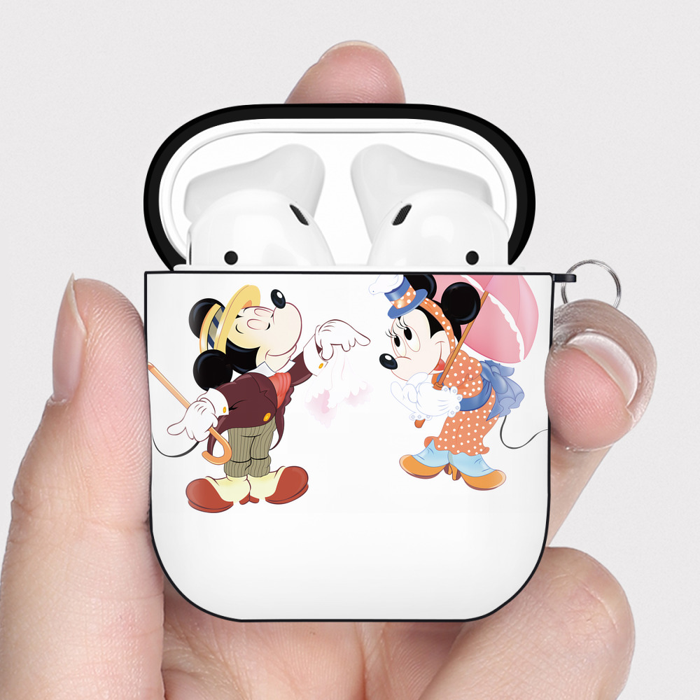 （画像用） ミッキーマウス Mickey Mouse AirPods 第2世代保護ケース ハードシェル ブラック 耐衝撃・防指紋・カラビナ付き