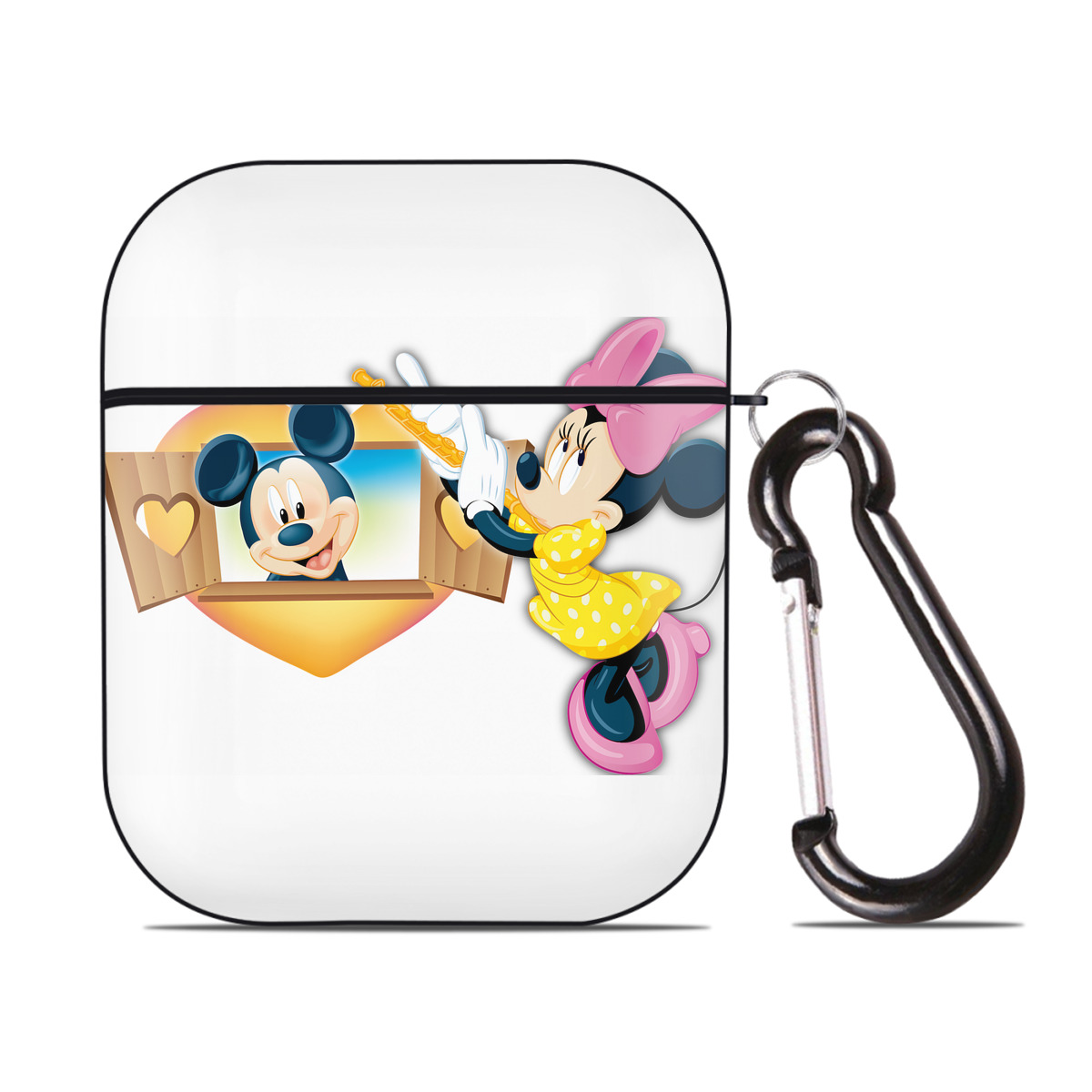 （画像用） ミッキーマウス Mickey Mouse AirPods 第2世代保護ケース ハードシェル ブラック 耐衝撃・防指紋・カラビナ付き