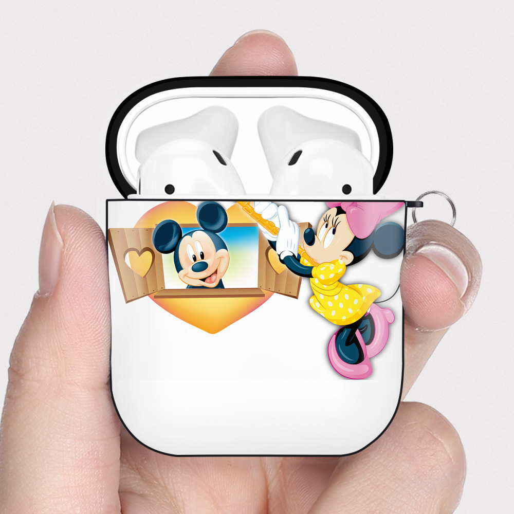 （画像用） ミッキーマウス Mickey Mouse AirPods 第2世代保護ケース ハードシェル ブラック 耐衝撃・防指紋・カラビナ付き