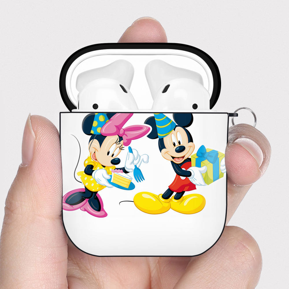 （画像用） ミッキーマウス Mickey Mouse AirPods 第2世代保護ケース ハードシェル ブラック 耐衝撃・防指紋・カラビナ付き