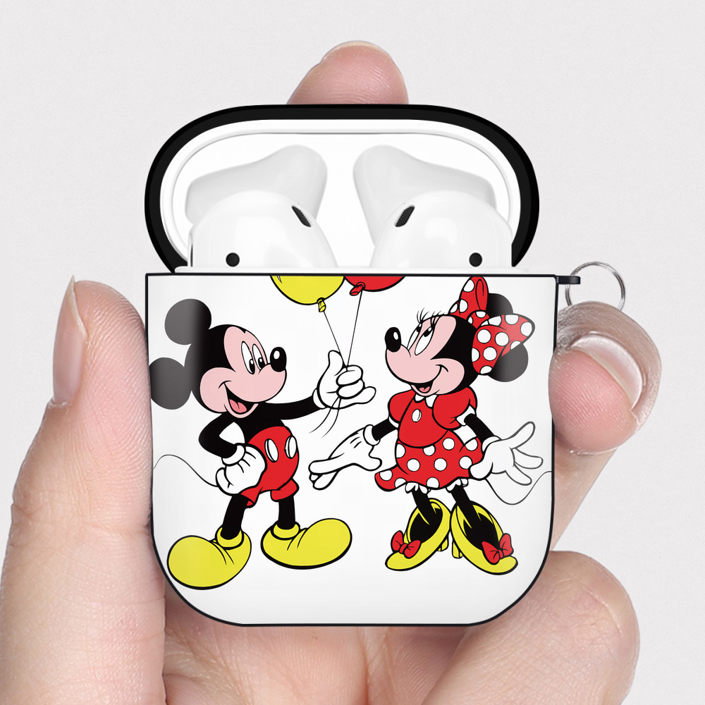 （画像用） ミッキーマウス Mickey Mouse AirPods 第2世代保護ケース ハードシェル ブラック 耐衝撃・防指紋・カラビナ付き
