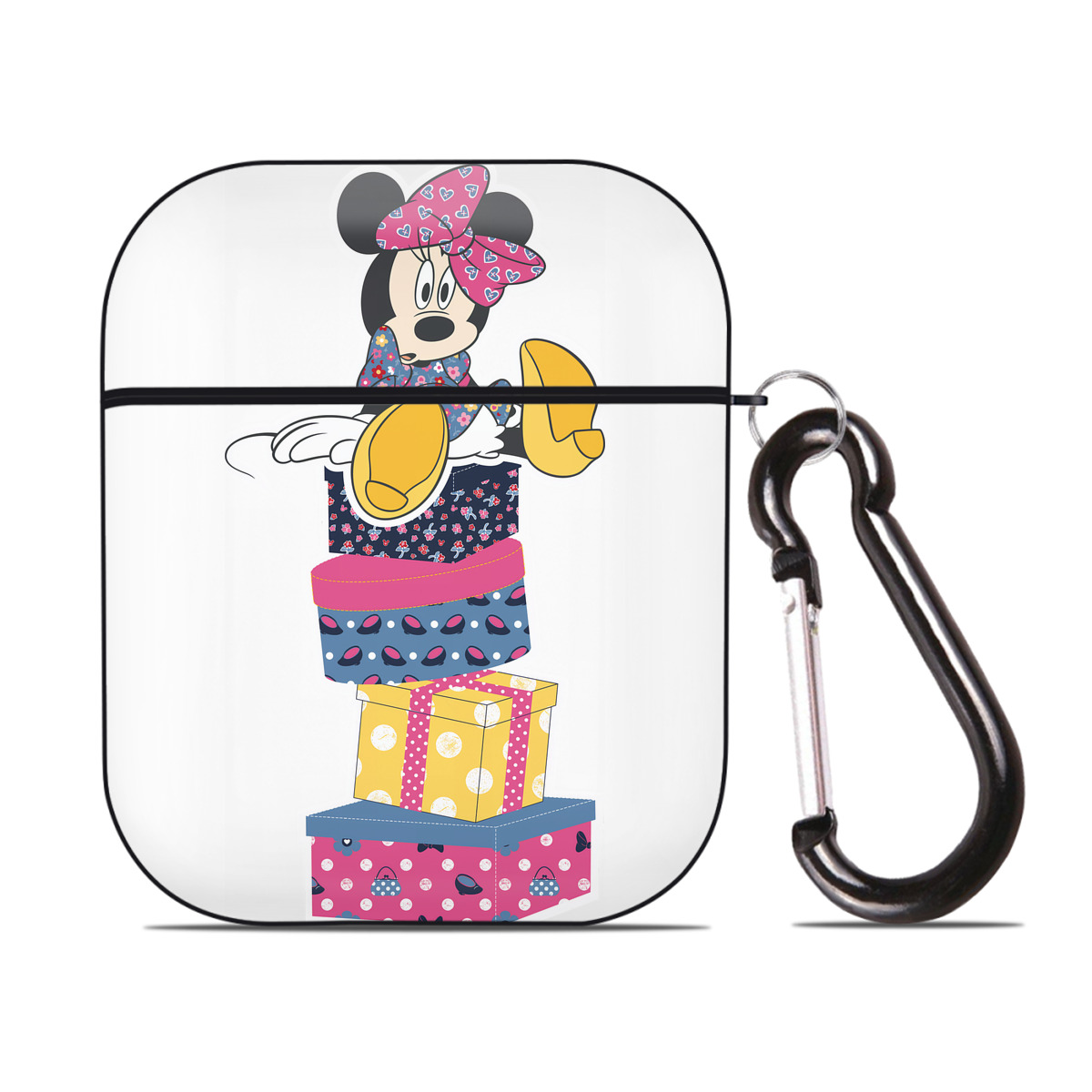 （画像用） ミッキーマウス Mickey Mouse AirPods 第2世代保護ケース ハードシェル ブラック 耐衝撃・防指紋・カラビナ付き