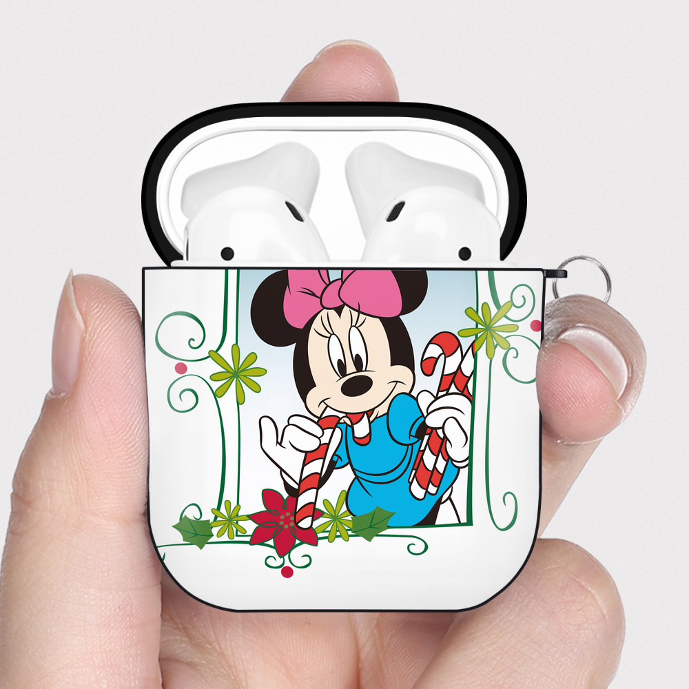 （画像用） ミッキーマウス Mickey Mouse AirPods 第2世代保護ケース ハードシェル ブラック 耐衝撃・防指紋・カラビナ付き