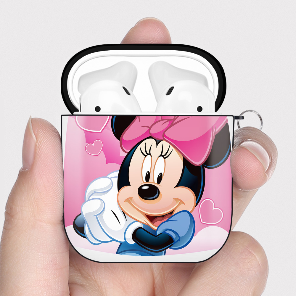 （画像用） ミッキーマウス Mickey Mouse AirPods 第2世代保護ケース ハードシェル ブラック 耐衝撃・防指紋・カラビナ付き