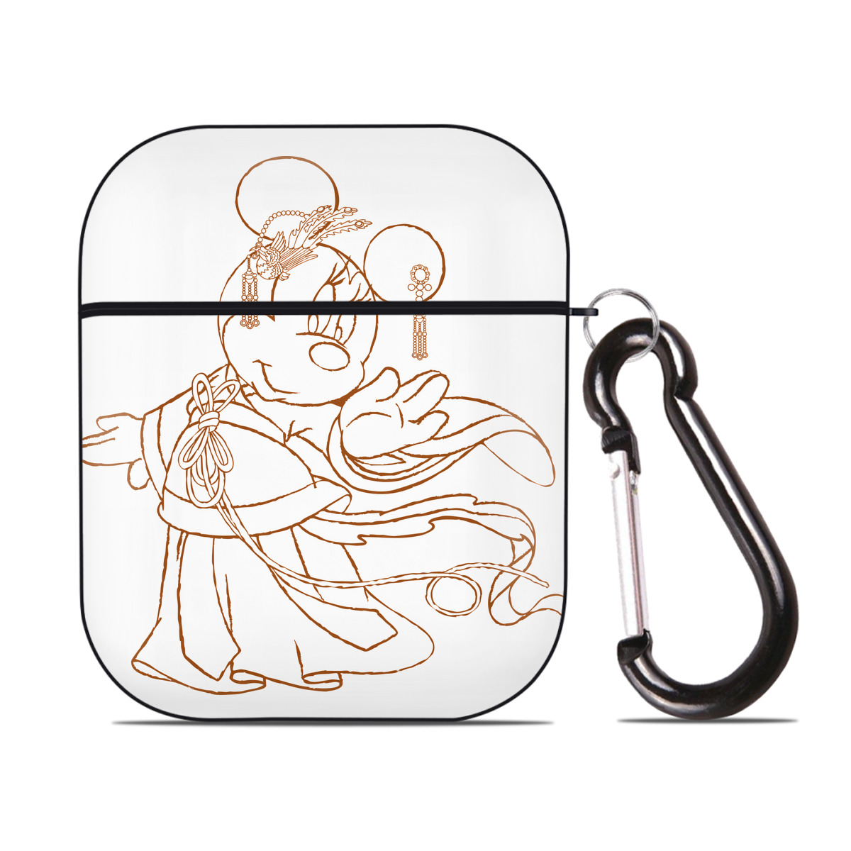 （画像用） ミッキーマウス Mickey Mouse AirPods 第2世代保護ケース ハードシェル ブラック 耐衝撃・防指紋・カラビナ付き