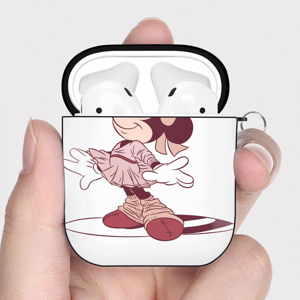 （画像用） ミッキーマウス Mickey Mouse AirPods 第2世代保護ケース ハードシェル ブラック 耐衝撃・防指紋・カラビナ付き