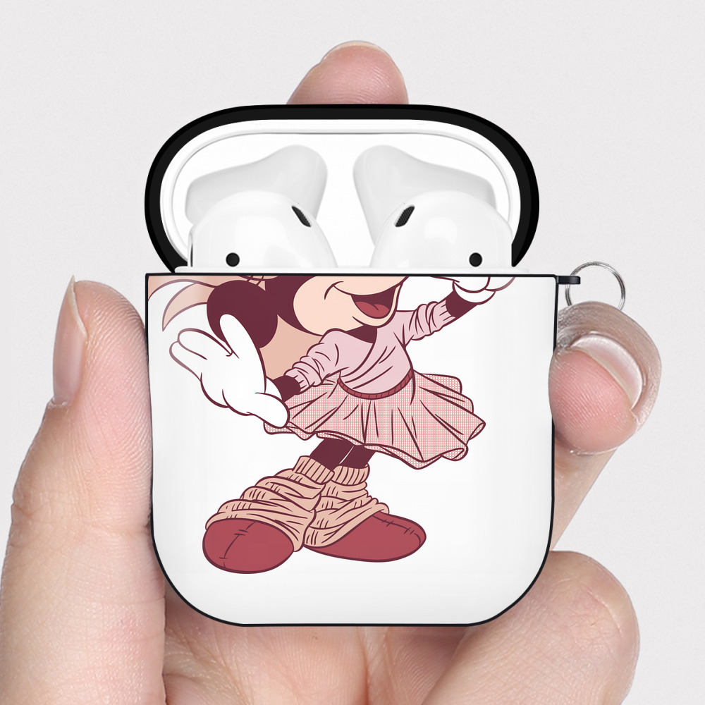 （画像用） ミッキーマウス Mickey Mouse AirPods 第2世代保護ケース ハードシェル ブラック 耐衝撃・防指紋・カラビナ付き