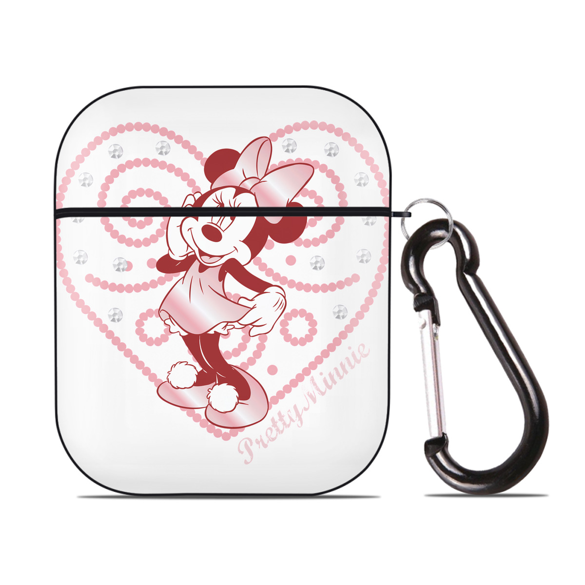 （画像用） ミッキーマウス Mickey Mouse AirPods 第2世代保護ケース ハードシェル ブラック 耐衝撃・防指紋・カラビナ付き
