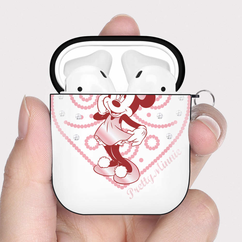 （画像用） ミッキーマウス Mickey Mouse AirPods 第2世代保護ケース ハードシェル ブラック 耐衝撃・防指紋・カラビナ付き