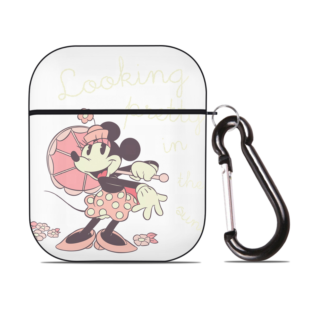 （画像用） ミッキーマウス Mickey Mouse AirPods 第2世代保護ケース ハードシェル ブラック 耐衝撃・防指紋・カラビナ付き