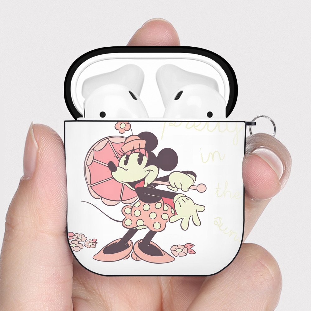 （画像用） ミッキーマウス Mickey Mouse AirPods 第2世代保護ケース ハードシェル ブラック 耐衝撃・防指紋・カラビナ付き