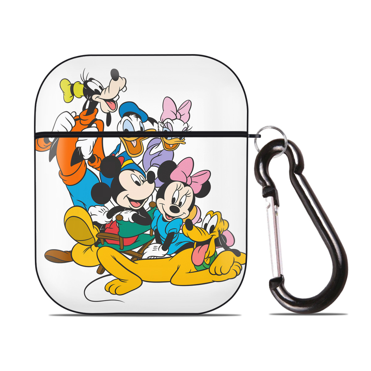 （画像用） ミッキーマウス Mickey Mouse AirPods 第2世代保護ケース ハードシェル ブラック 耐衝撃・防指紋・カラビナ付き