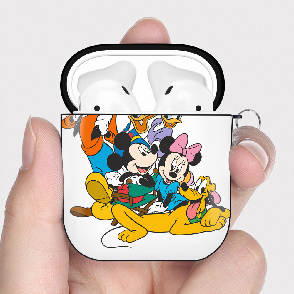 ミッキーマウス Mickey Mouse AirPods 第2世代保護ケース ハードシェル ブラック 耐衝撃・防指紋・カラビナ付き