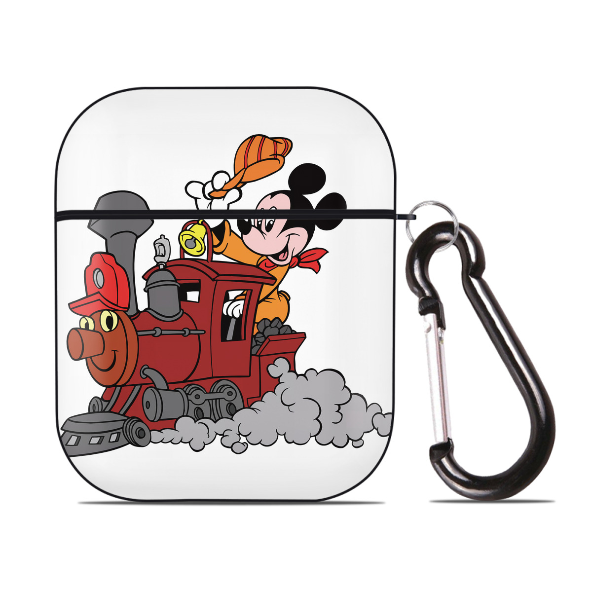 （画像用） ミッキーマウス Mickey Mouse AirPods 第2世代保護ケース ハードシェル ブラック 耐衝撃・防指紋・カラビナ付き