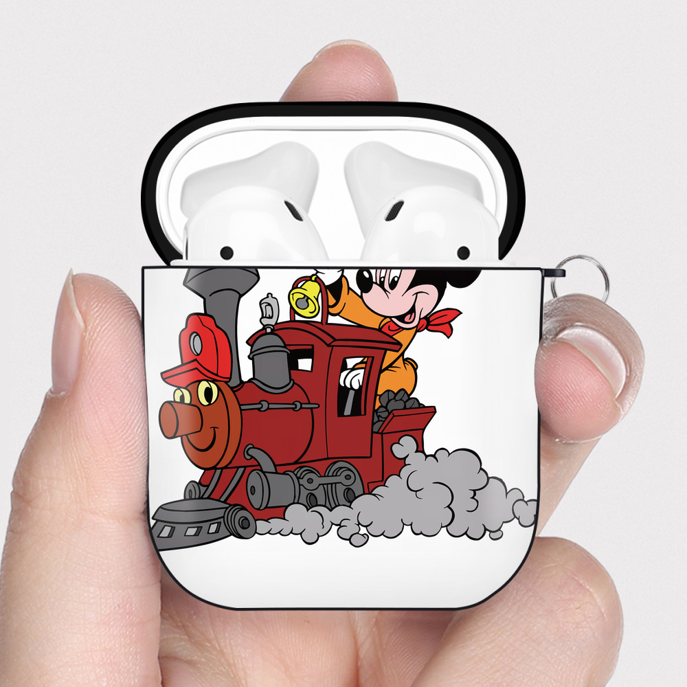 （画像用） ミッキーマウス Mickey Mouse AirPods 第2世代保護ケース ハードシェル ブラック 耐衝撃・防指紋・カラビナ付き