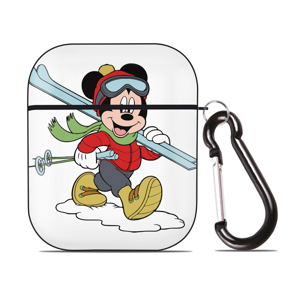 （画像用） ミッキーマウス Mickey Mouse AirPods 第2世代保護ケース ハードシェル ブラック 耐衝撃・防指紋・カラビナ付き