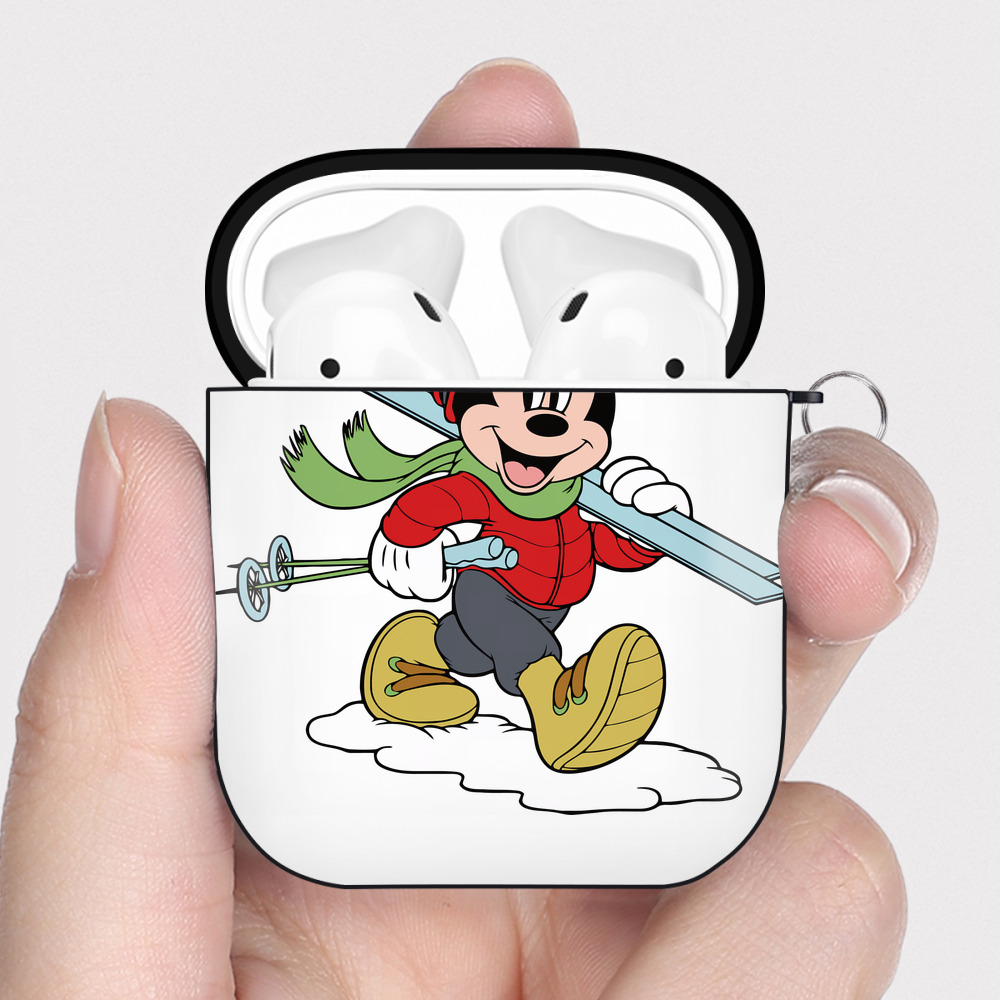 （画像用） ミッキーマウス Mickey Mouse AirPods 第2世代保護ケース ハードシェル ブラック 耐衝撃・防指紋・カラビナ付き