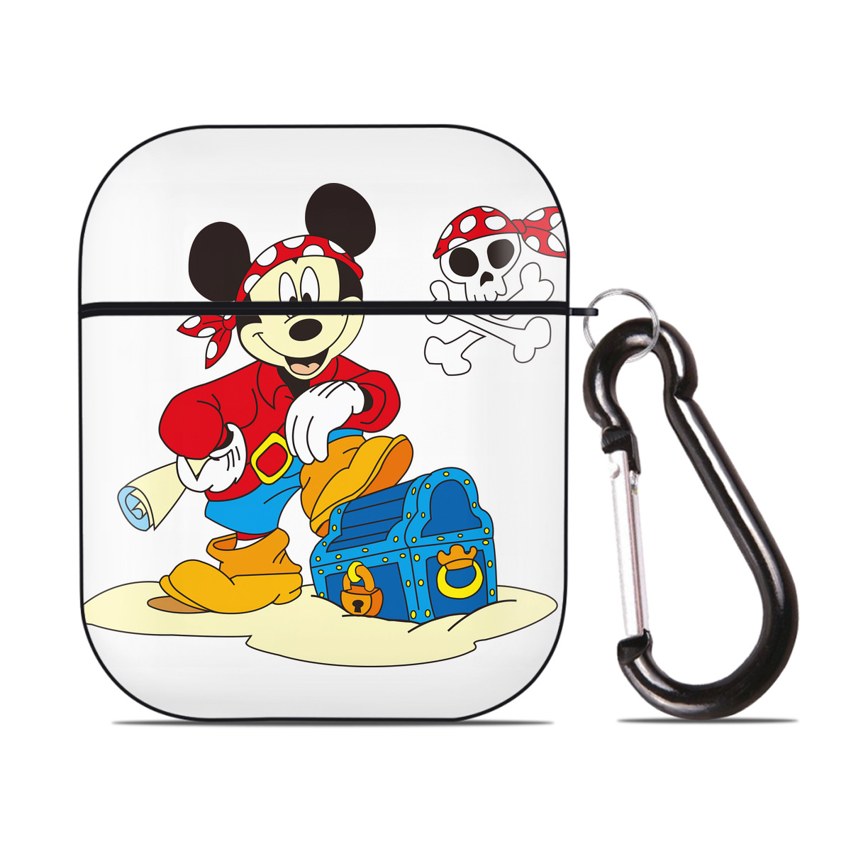（画像用） ミッキーマウス Mickey Mouse AirPods 第2世代保護ケース ハードシェル ブラック 耐衝撃・防指紋・カラビナ付き