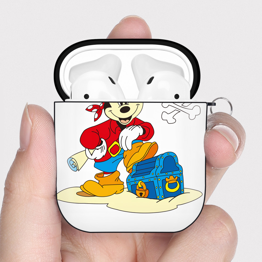 （画像用） ミッキーマウス Mickey Mouse AirPods 第2世代保護ケース ハードシェル ブラック 耐衝撃・防指紋・カラビナ付き