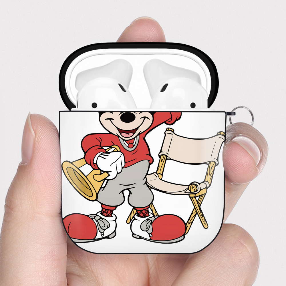 （画像用） ミッキーマウス Mickey Mouse AirPods 第2世代保護ケース ハードシェル ブラック 耐衝撃・防指紋・カラビナ付き