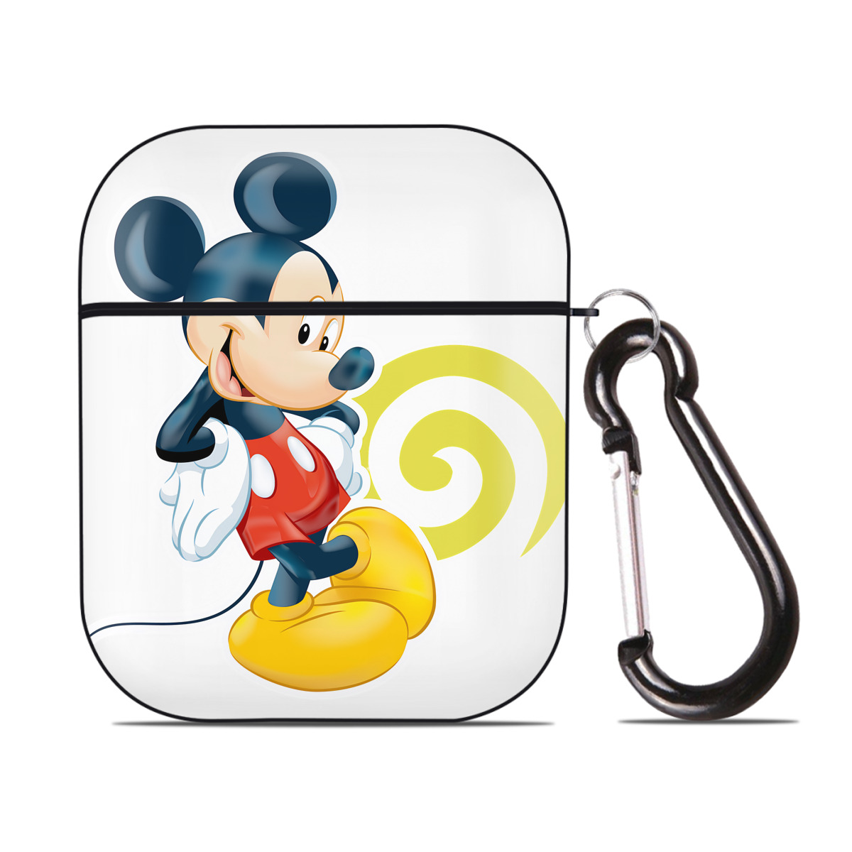 （画像用） ミッキーマウス Mickey Mouse AirPods 第2世代保護ケース ハードシェル ブラック 耐衝撃・防指紋・カラビナ付き