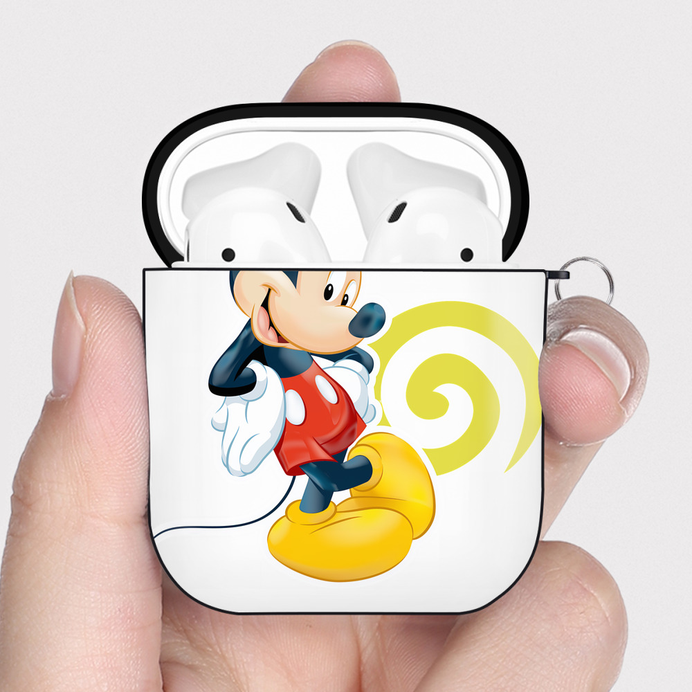 （画像用） ミッキーマウス Mickey Mouse AirPods 第2世代保護ケース ハードシェル ブラック 耐衝撃・防指紋・カラビナ付き