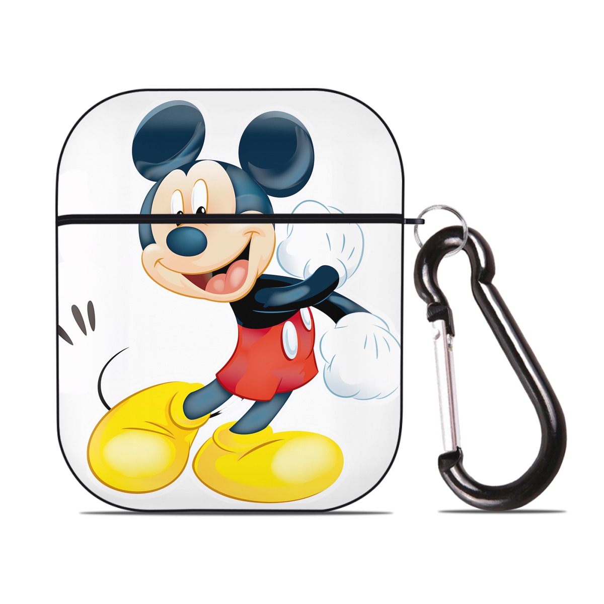 （画像用） ミッキーマウス Mickey Mouse AirPods 第2世代保護ケース ハードシェル ブラック 耐衝撃・防指紋・カラビナ付き